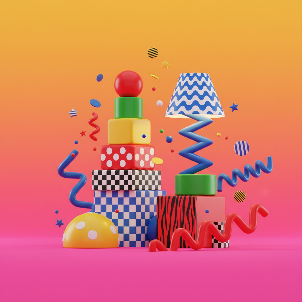 Bold Memphis geometric shapes