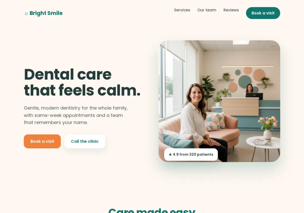 Bright Smile Dental - Warm redesign by Attract
